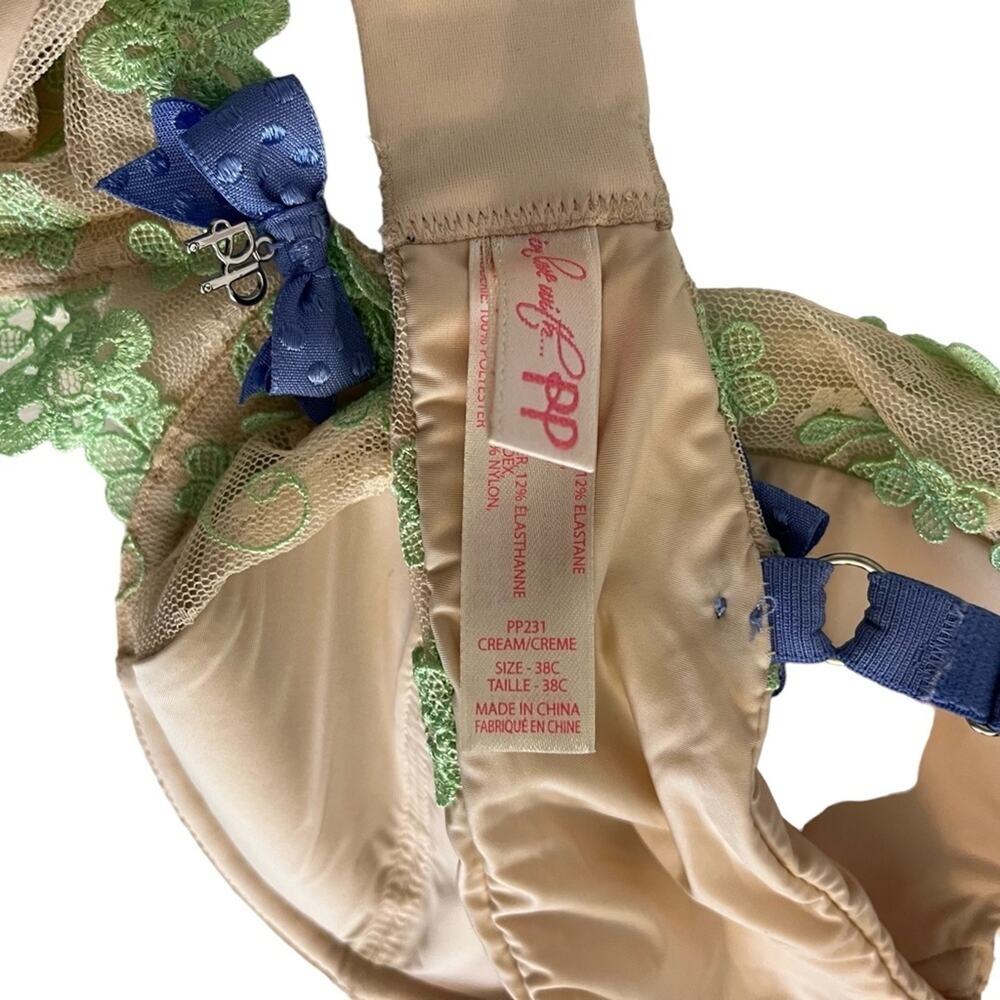 IN LOVE WITH PP PRETTY POLLY Nude Beige Underwire Lightly Lined Bra Lace sz 38C - Picture 7 of 16